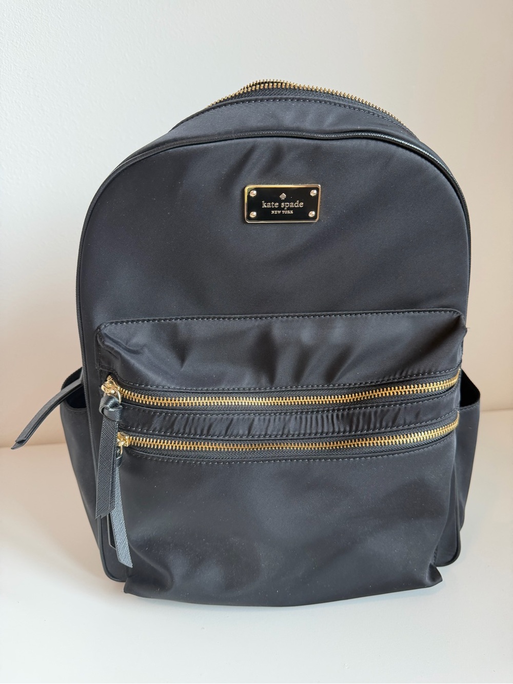 kate spade Black Nylon Backpack with Gold Hardware Accents